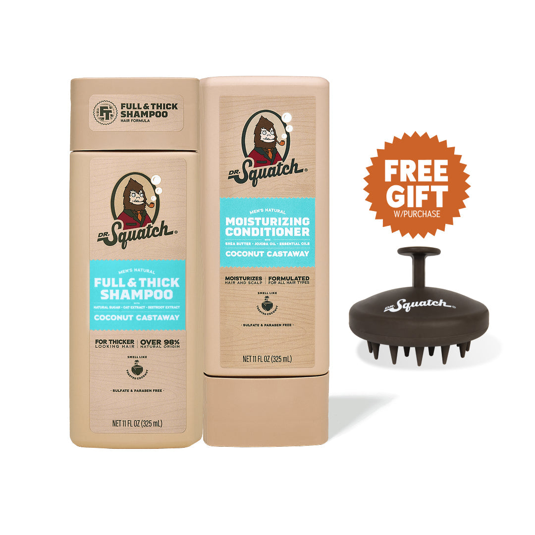 Dr. Squatch Hair Care Kit + Free Scalp Scrubber | Full & Thick Shampoo | Moisturizing Conditioner | Natural Products for Men - Weekend Pair