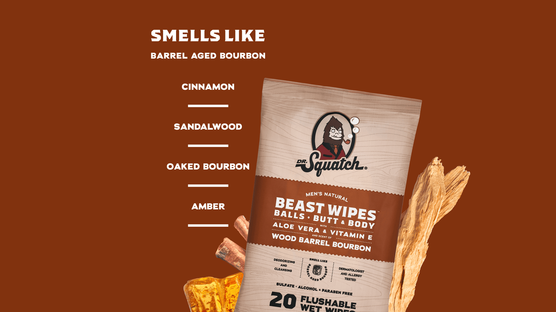 Wood Barrel Bourbon Wipes - Clean Feel